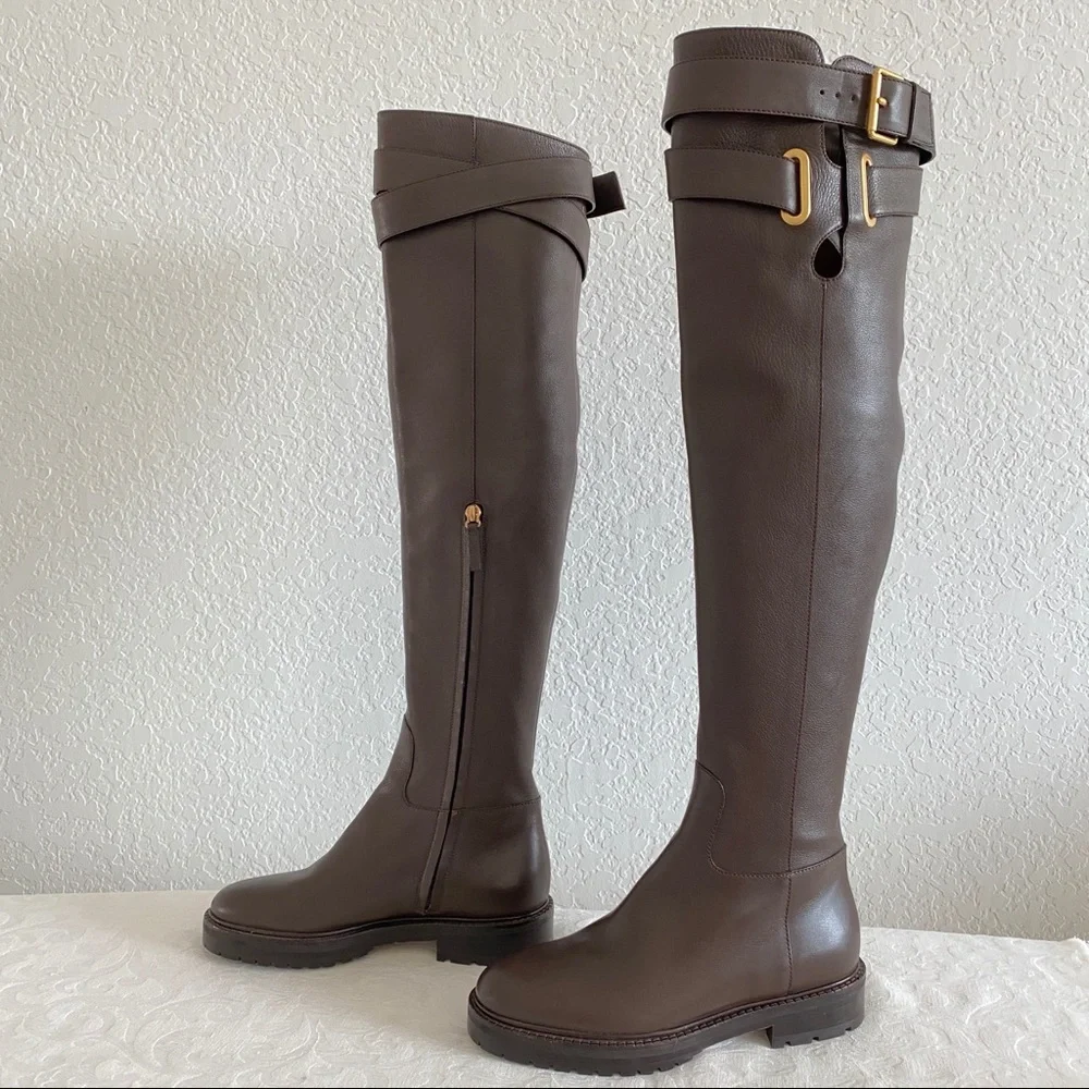 VALENTINO GARAVANI Bowrap Buckled Leather Over-the-knee Boots
